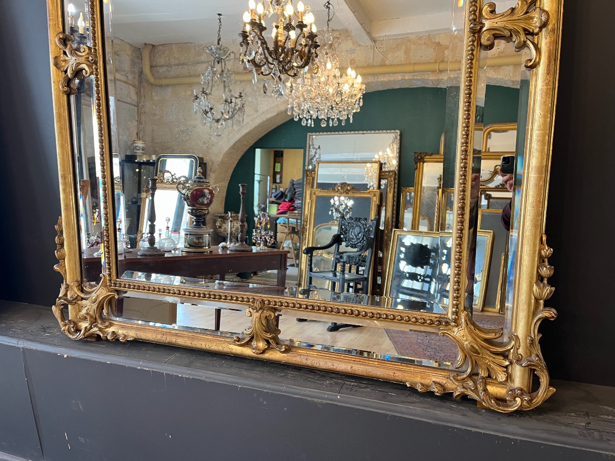 Grand miroir à parecloses  Napoléon III 180 X 129 CM-photo-4
