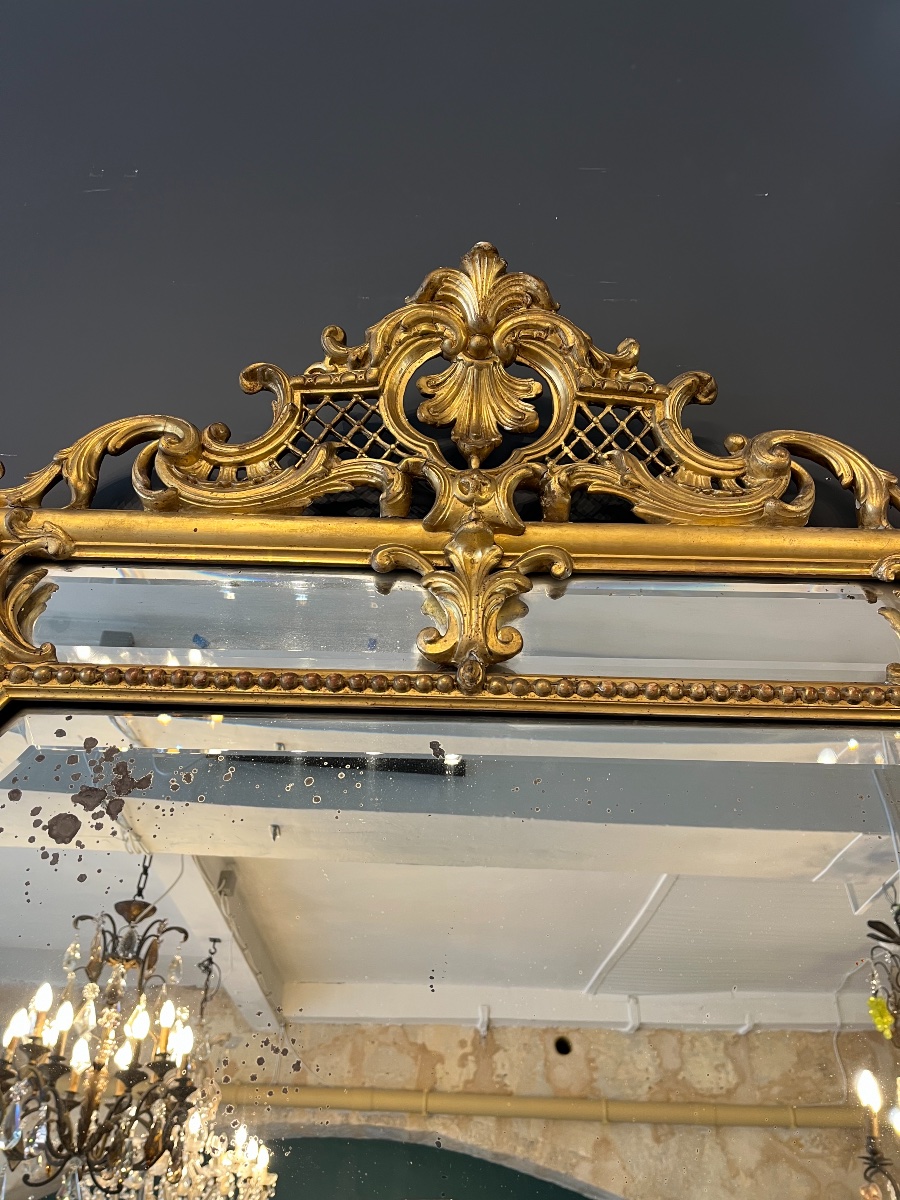 Grand miroir à parecloses  Napoléon III 180 X 129 CM-photo-6