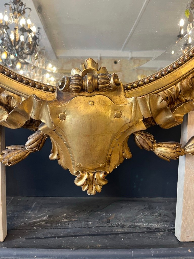 grand miroir ovale Napoléon III ,fronton au mascaron -photo-4