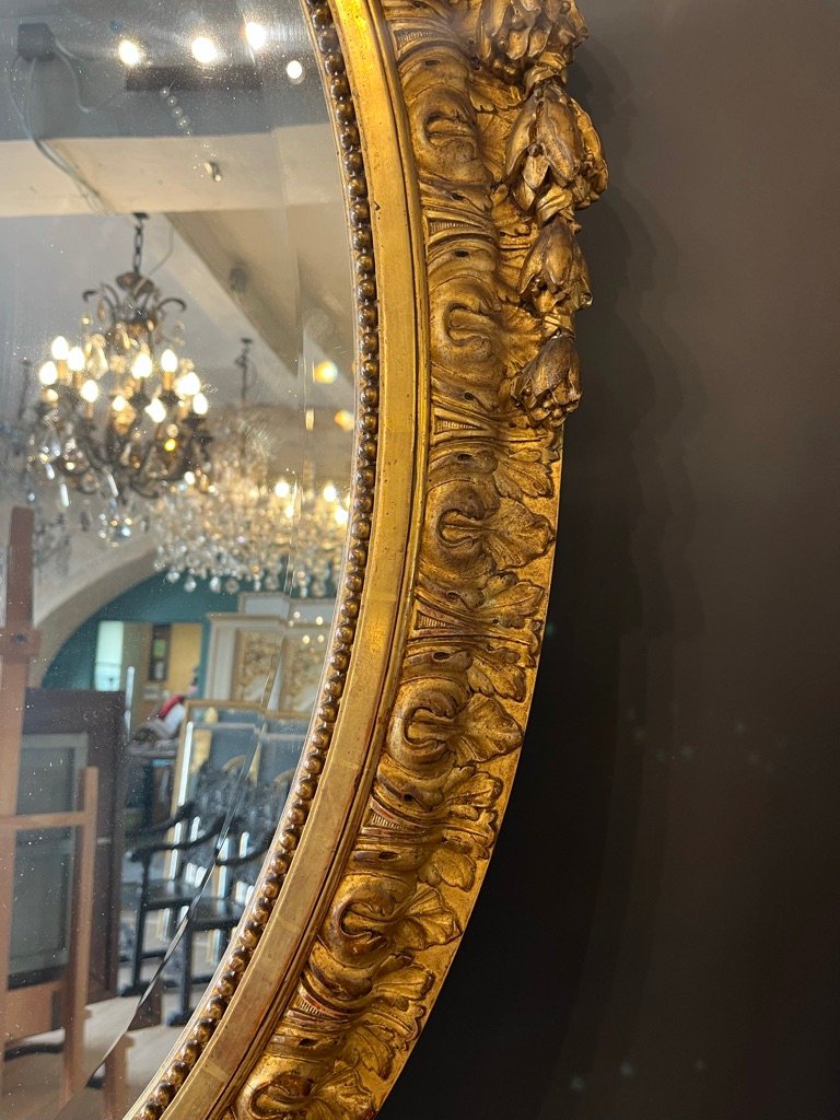 grand miroir ovale Napoléon III ,fronton au mascaron -photo-6