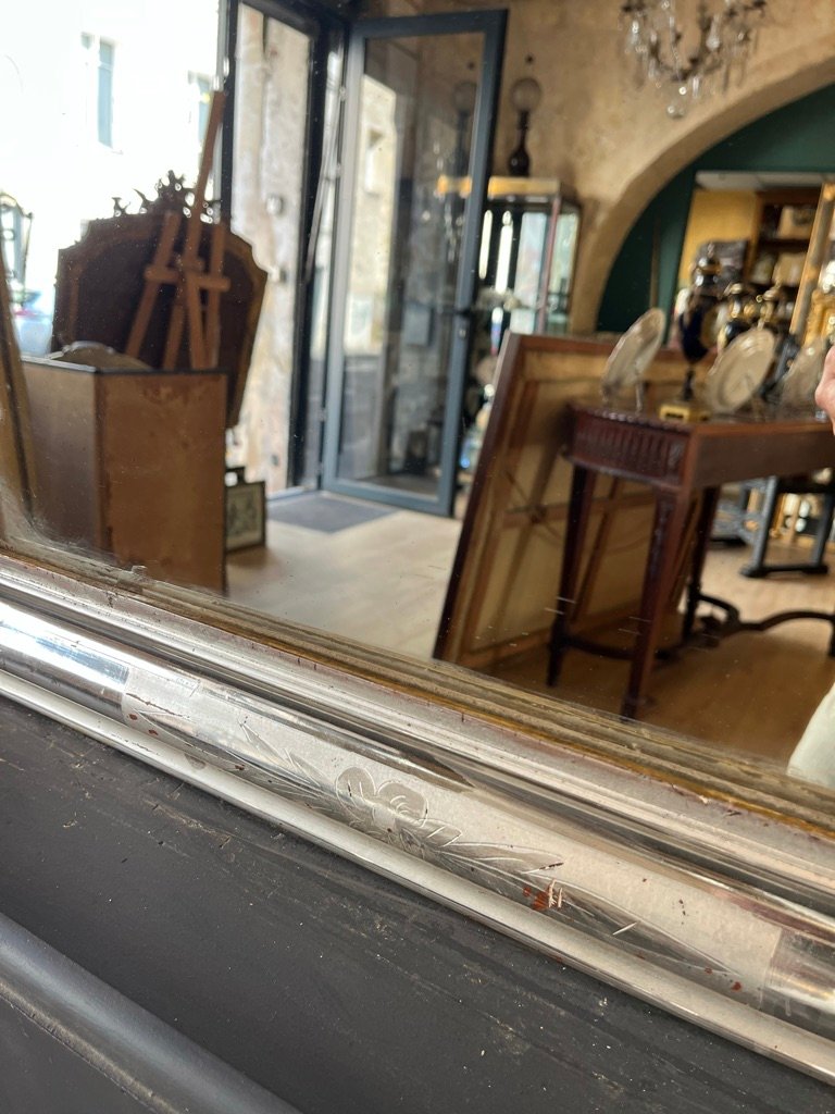 Silver-finished Louis Philippe Mirror, 87 X 63 Cm-photo-3