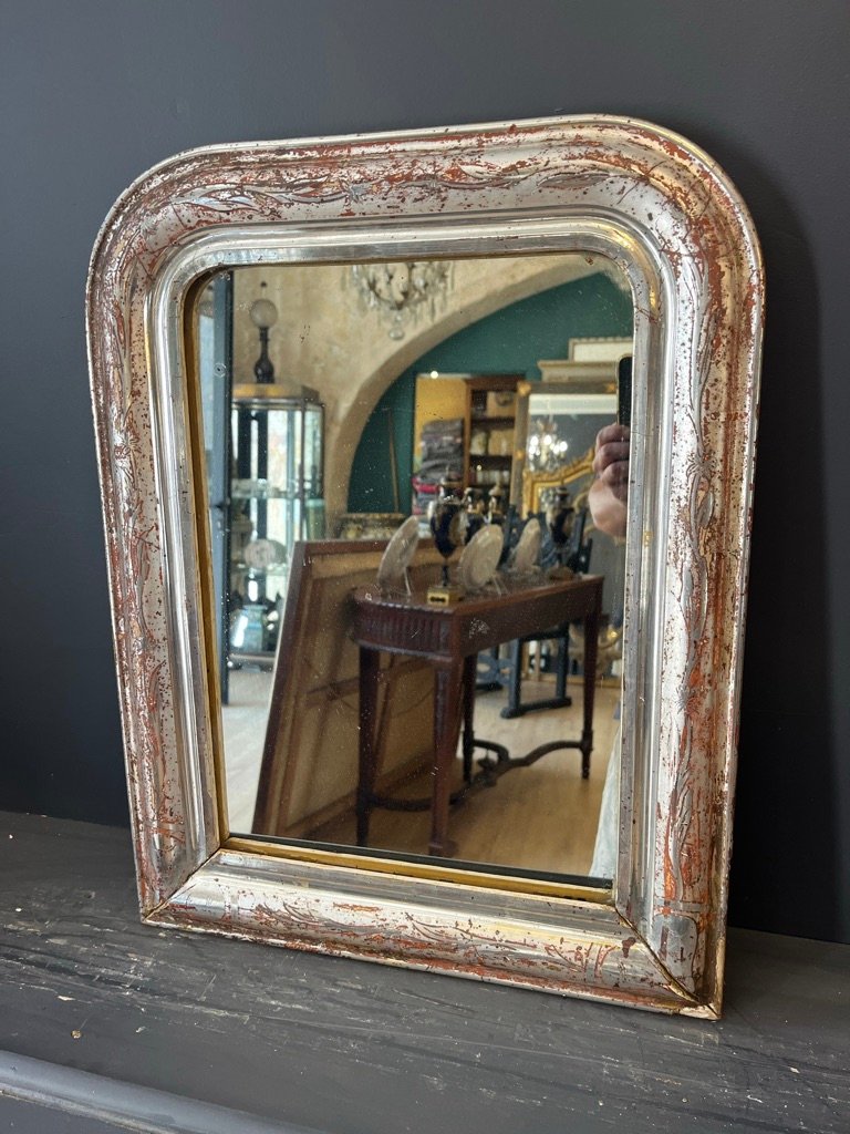 Small Silver-plated Louis Philippe Mirror-photo-2