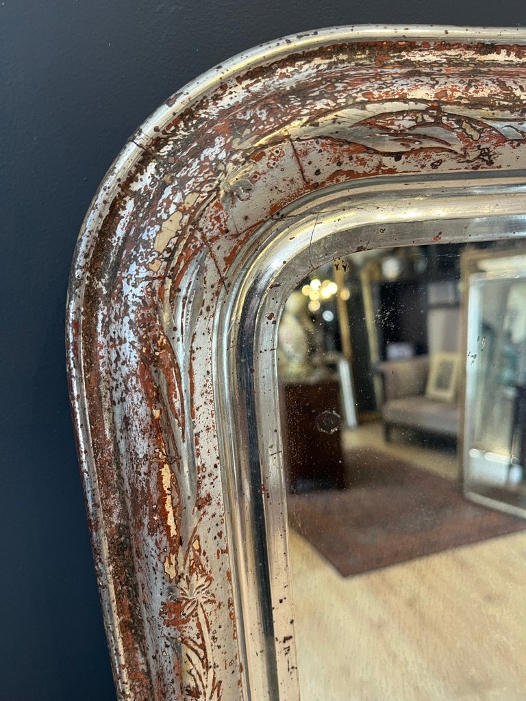 Small Silver-plated Louis Philippe Mirror-photo-4