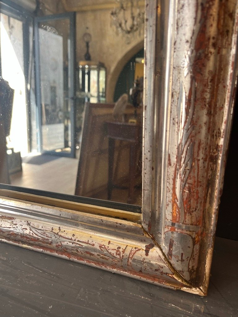 Small Silver-plated Louis Philippe Mirror-photo-5