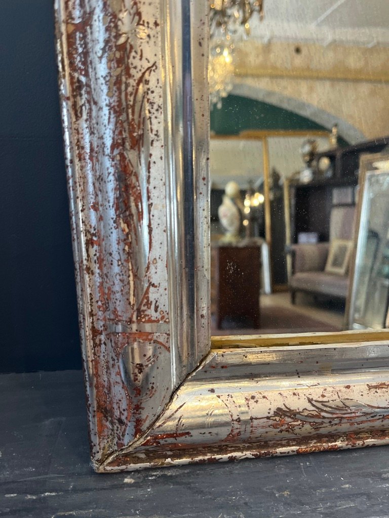 Small Silver-plated Louis Philippe Mirror-photo-6