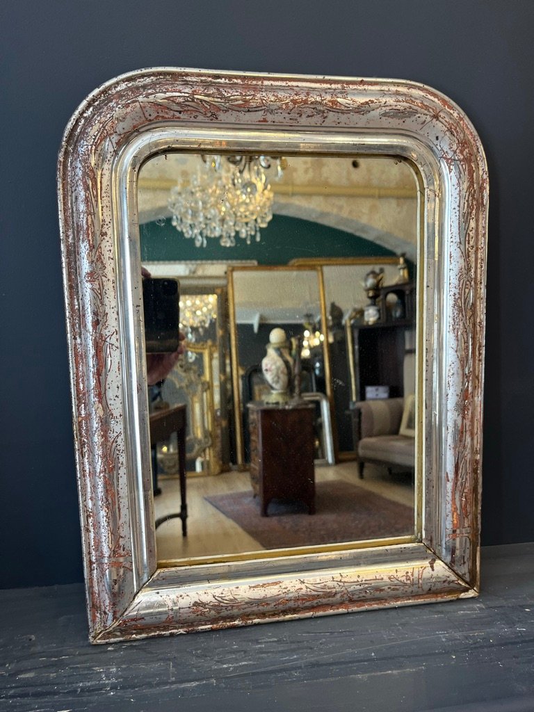Small Silver-plated Louis Philippe Mirror
