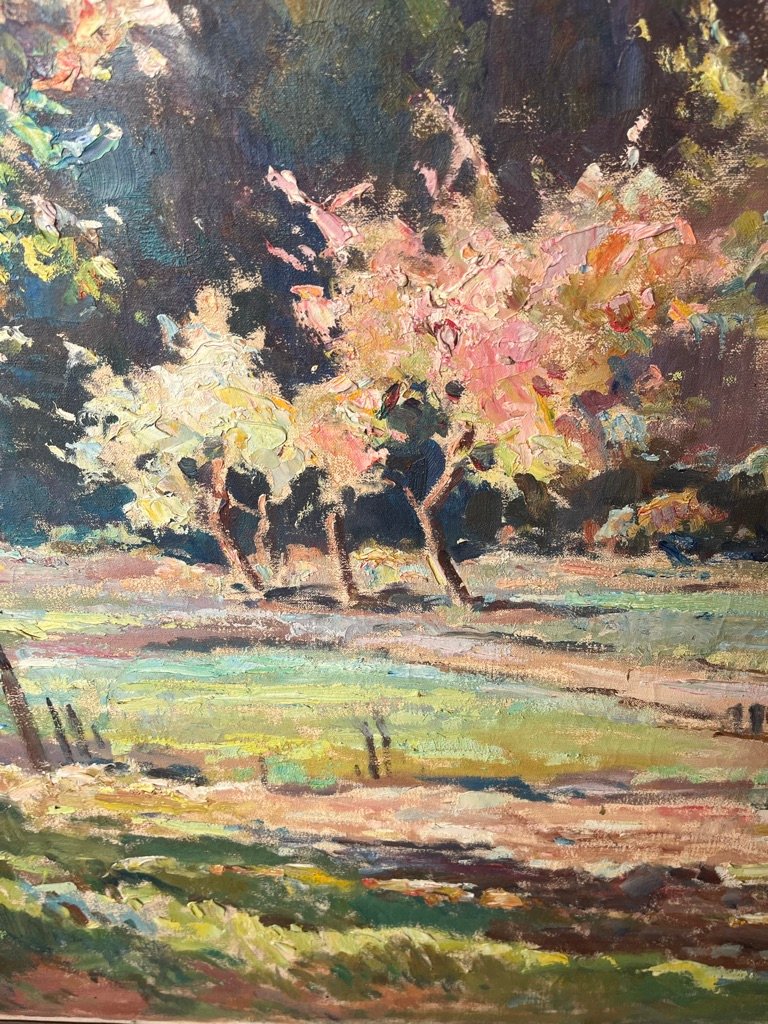 Louis Marius Gueit: Village Scene In Spring, Oil On Canvas -photo-7