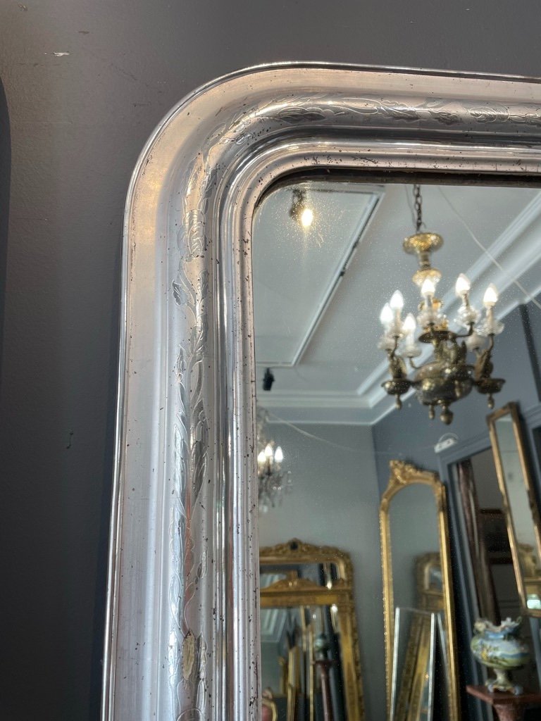 Miroir Louis Philippe Argenté 140 X 85 Cm-photo-3