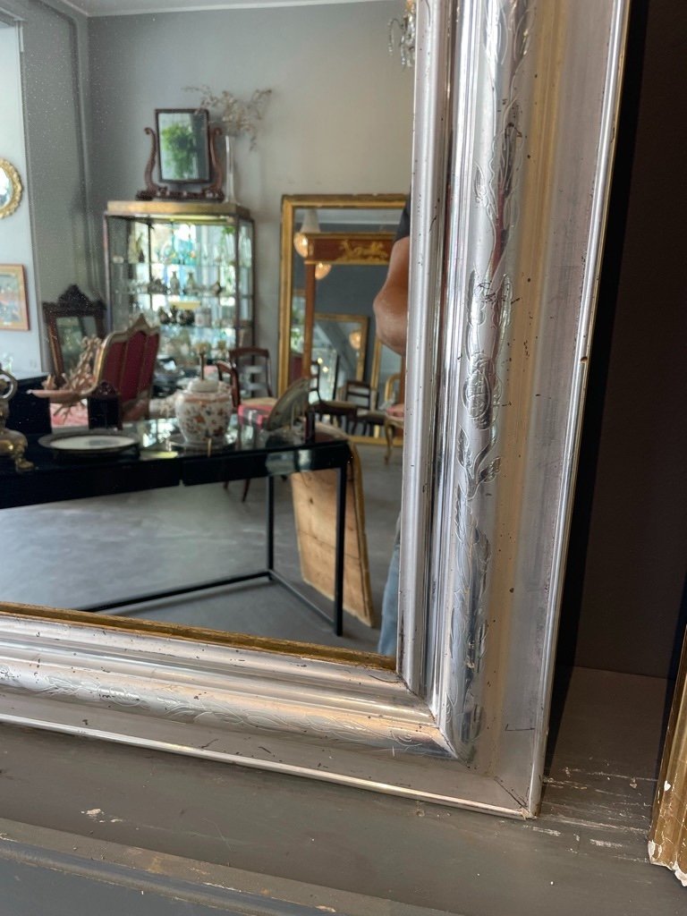 Miroir Louis Philippe Argenté 140 X 85 Cm-photo-4