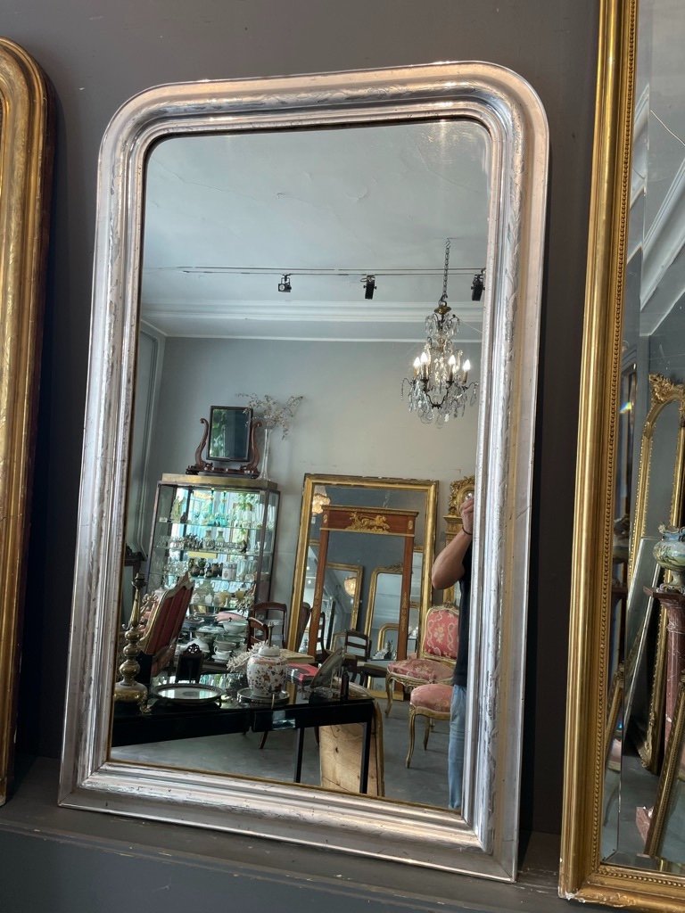 Miroir Louis Philippe Argenté 140 X 85 Cm-photo-1