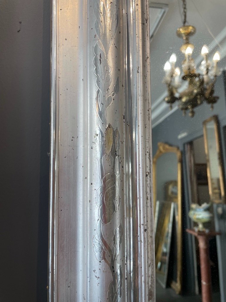 Miroir Louis Philippe Argenté 140 X 85 Cm-photo-4