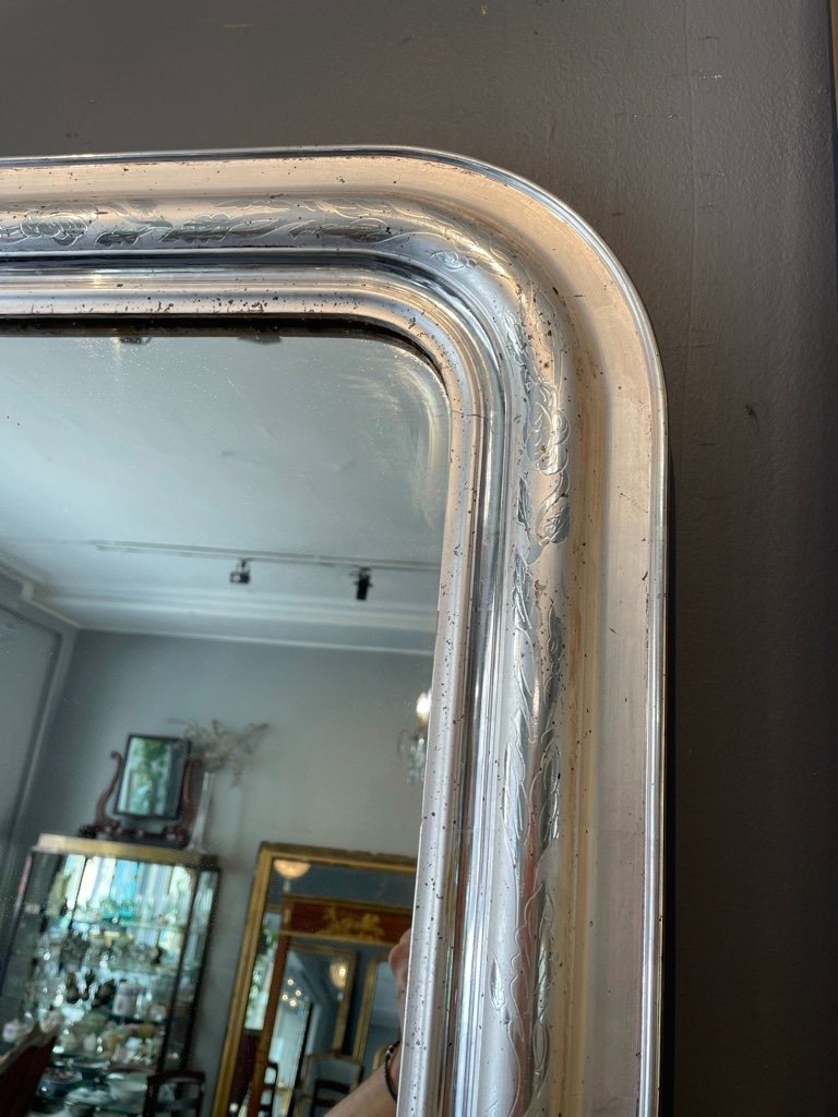 Miroir Louis Philippe Argenté 140 X 85 Cm-photo-6