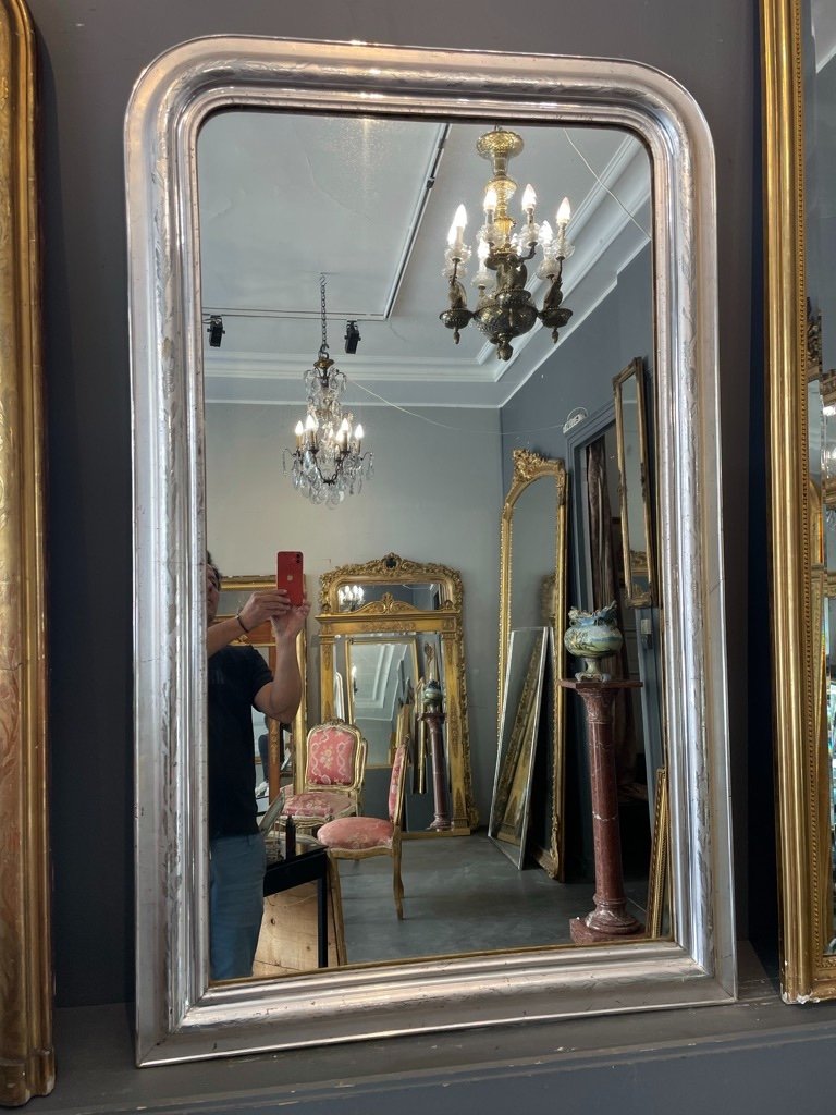 Miroir Louis Philippe Argenté 140 X 85 Cm