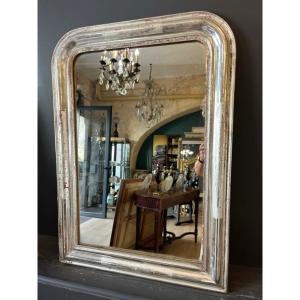 Silver-finished Louis Philippe Mirror, 87 X 63 Cm