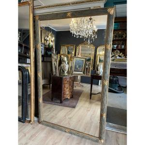 Large Louis XVI-style Mirror In Carved And Painted Oak, 201 X 126 Cm
