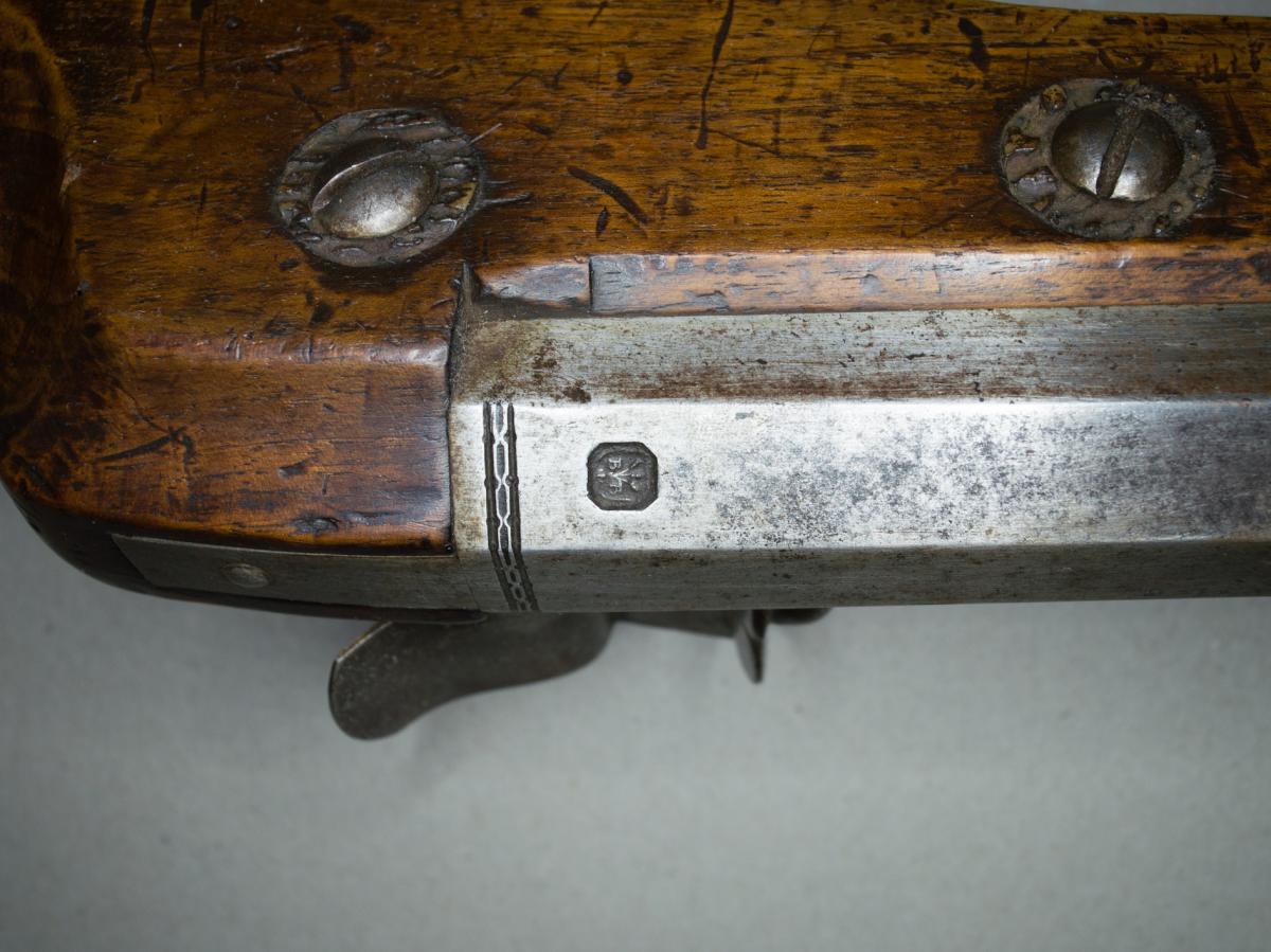 Arquebuse De Chasse à Rouet. Canon à Pans, Avec Hausse, Poinçonné Au Tonnerre d'Un Poinçon "b.b-photo-3