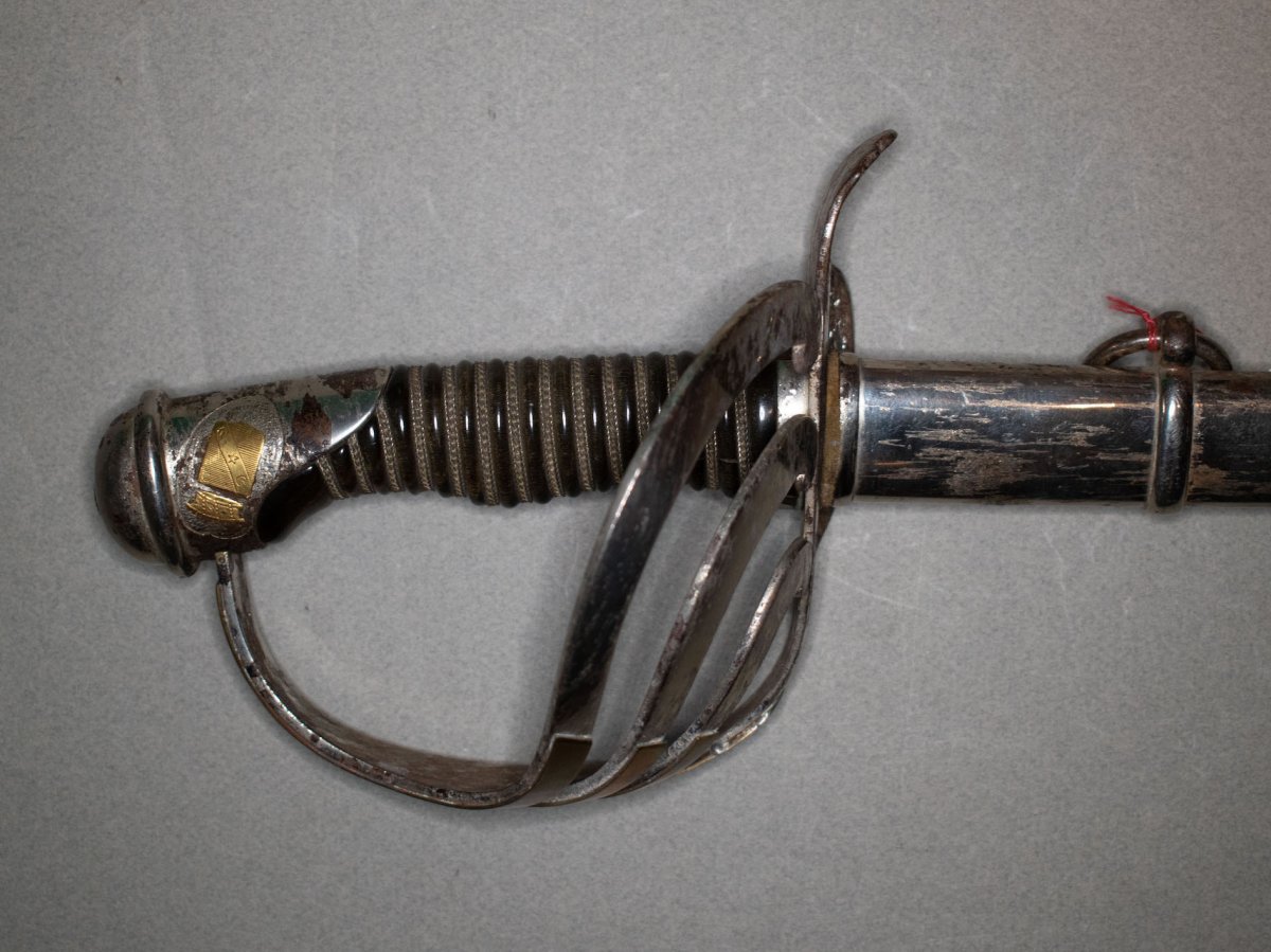 Sabre d'Officier De Cavalerie, Modèle De Fantaisie. Poignée En Corne Marbré. 