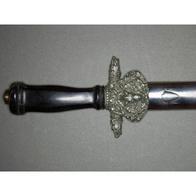 Hunting Dagger. Handle In Black Horn Cut To Pans.