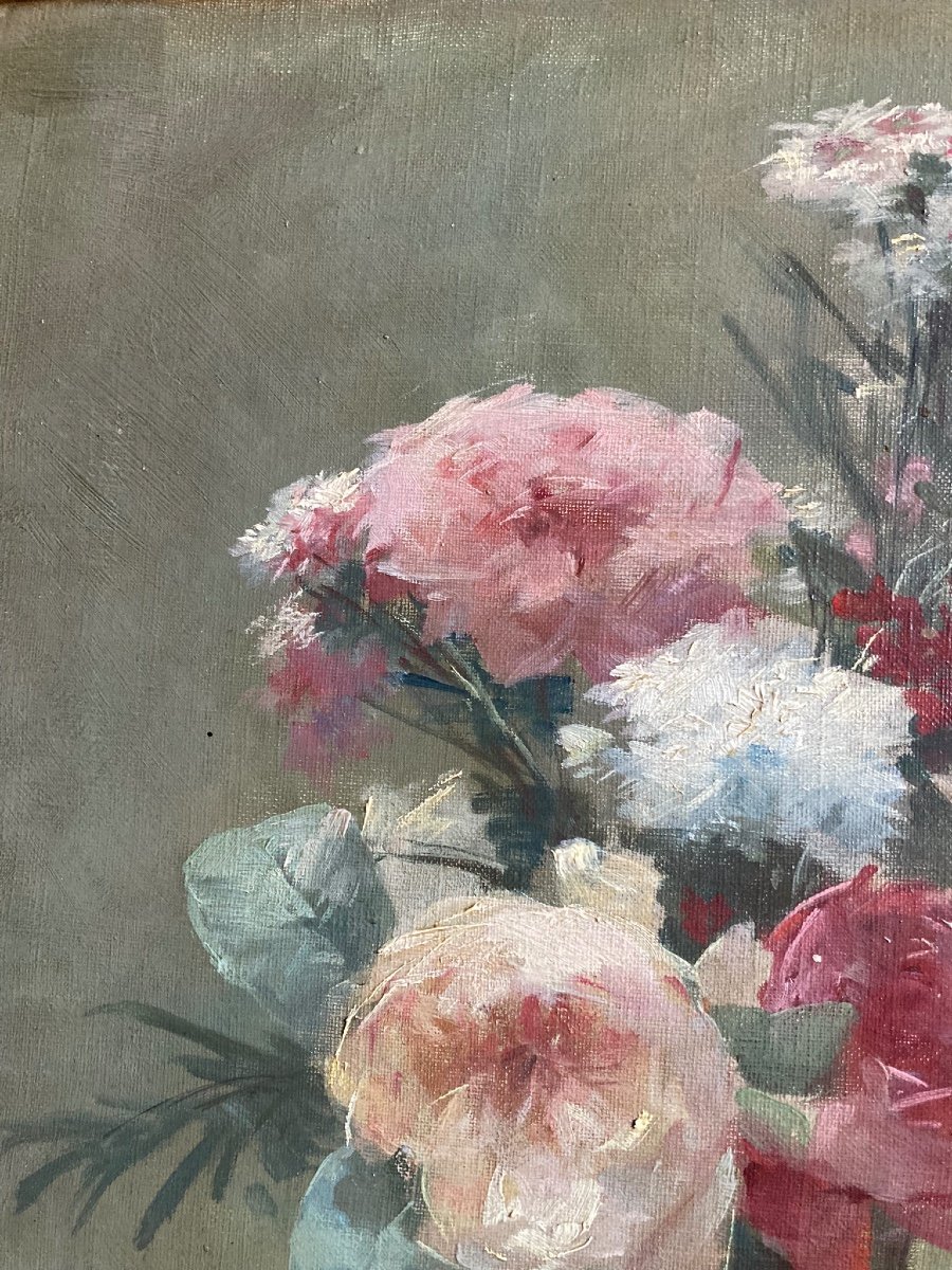 Bouquet Of Flowers. Paul Theodore Poirier. Nineteenth Century.-photo-3