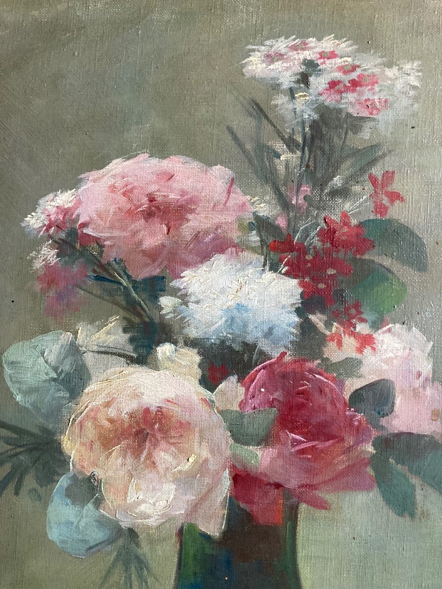 Bouquet Of Flowers. Paul Theodore Poirier. Nineteenth Century.-photo-4