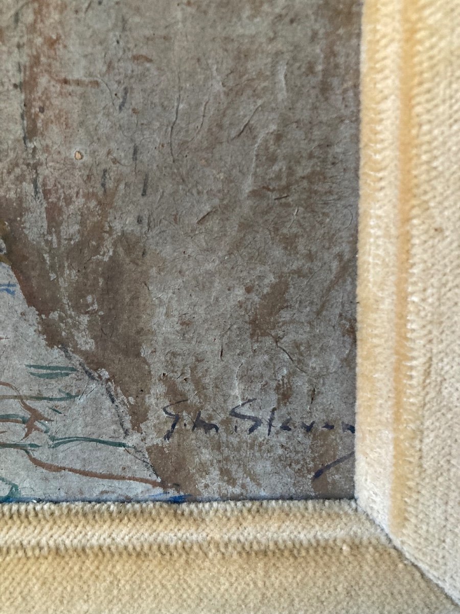 Old Diving Alley Over The City. Gouache By Gustave-max Stevens.-photo-3