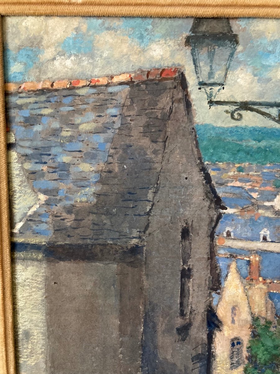 Old Diving Alley Over The City. Gouache By Gustave-max Stevens.-photo-1