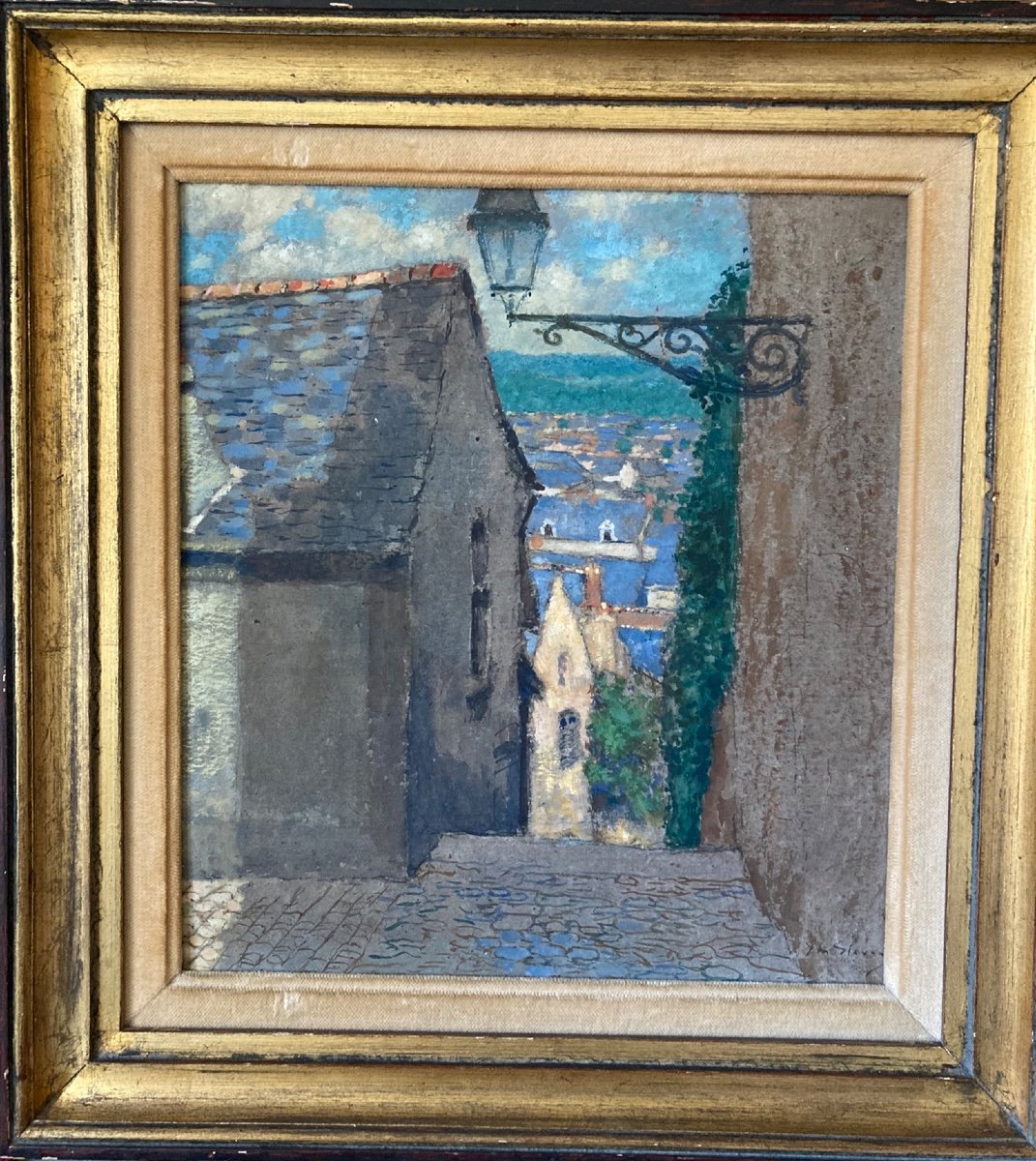 Old Diving Alley Over The City. Gouache By Gustave-max Stevens.-photo-5