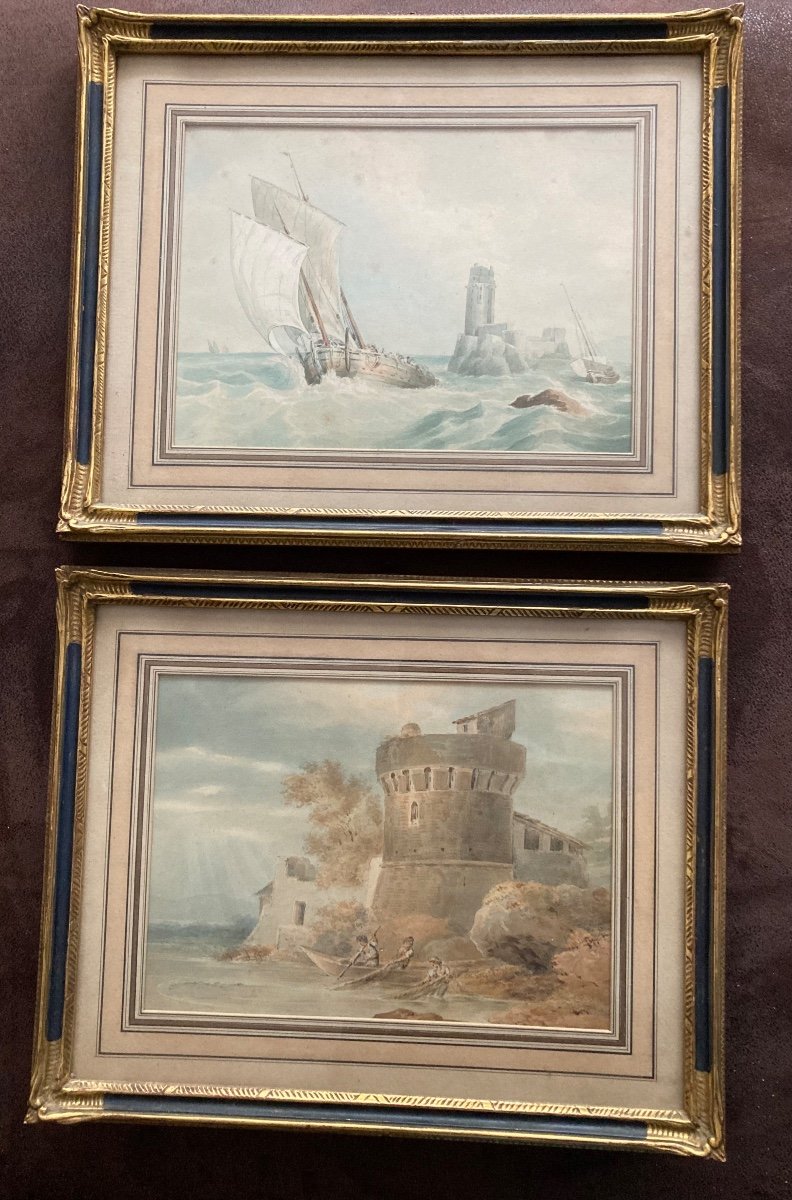 Pair Of Watercolors From The First Half Of The 19th Century. Samuel Naef.