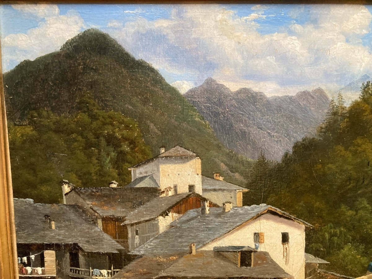 Mountainous Landscape From The First Half Of The 19th Century. Entourage Of Lapito. Traces Of Signature.-photo-3