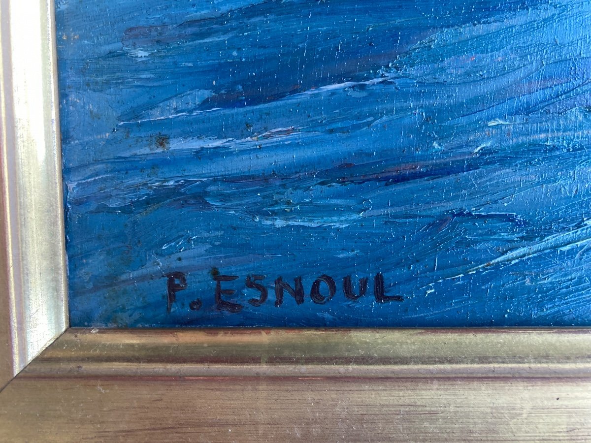  Against Day In Brézellec. Oil On Panel By Paul Esnoul. (1882-1960).-photo-3