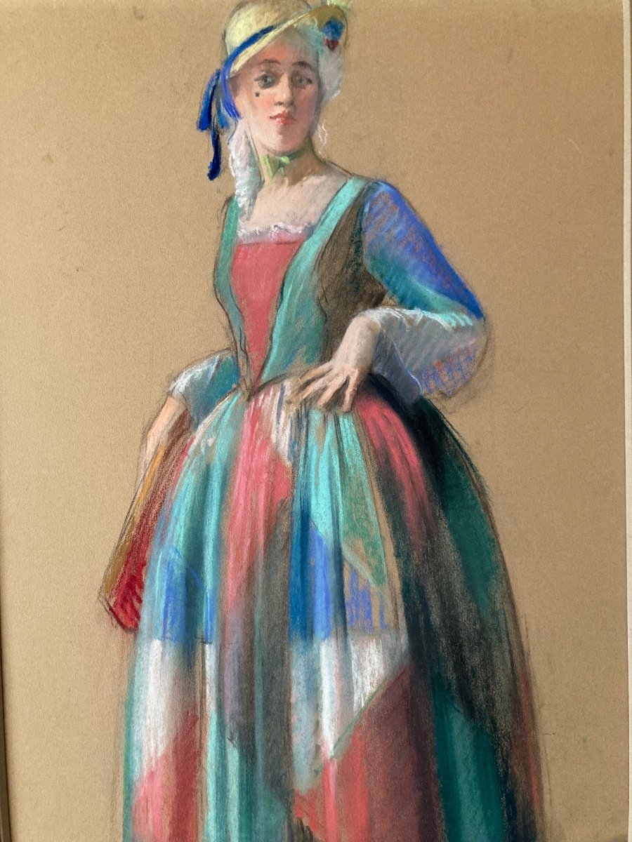 Pastel. Full Length Portrait Of A Woman. Signed H. Tripet. Nizery. 1932.-photo-4