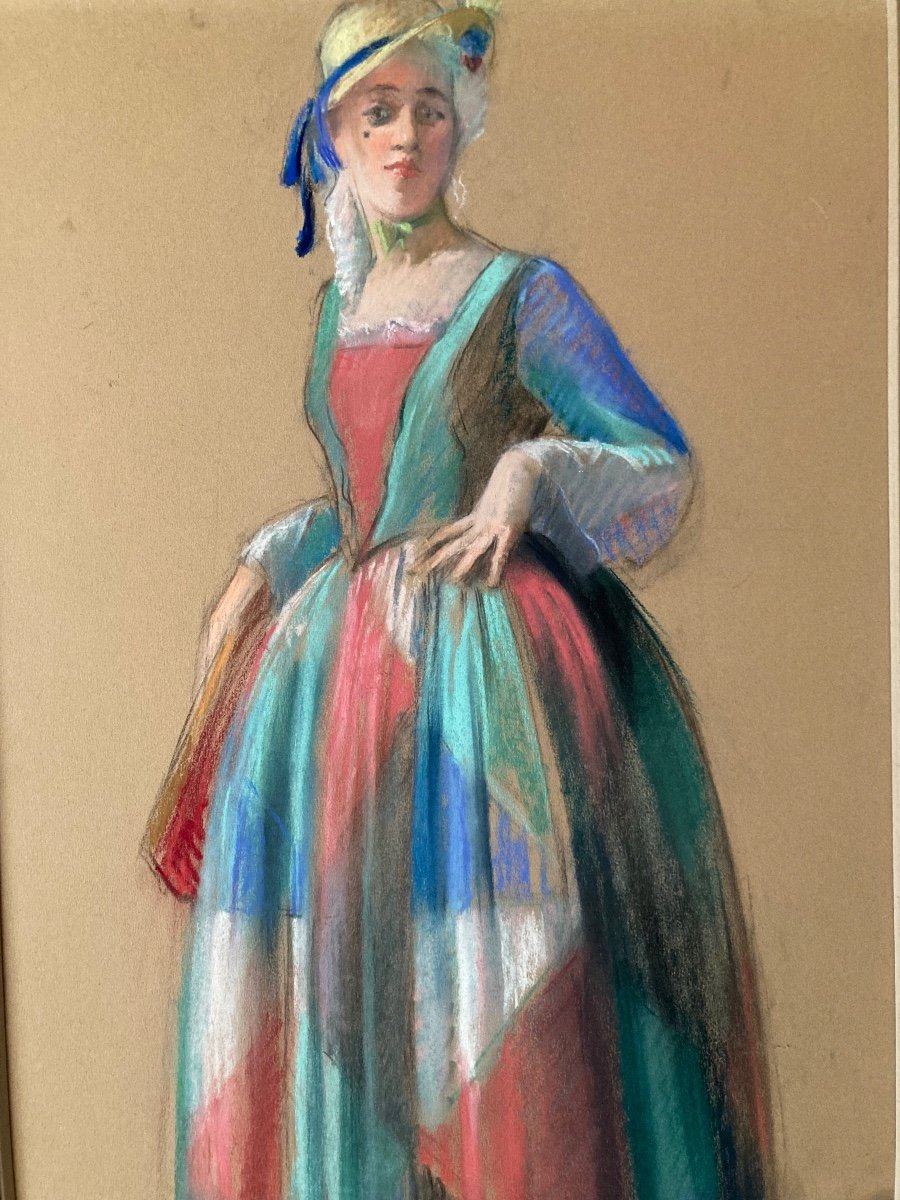 Pastel . Portrait De Femme En Pied. Signé H. Tripet . Nizery. 1932.-photo-4