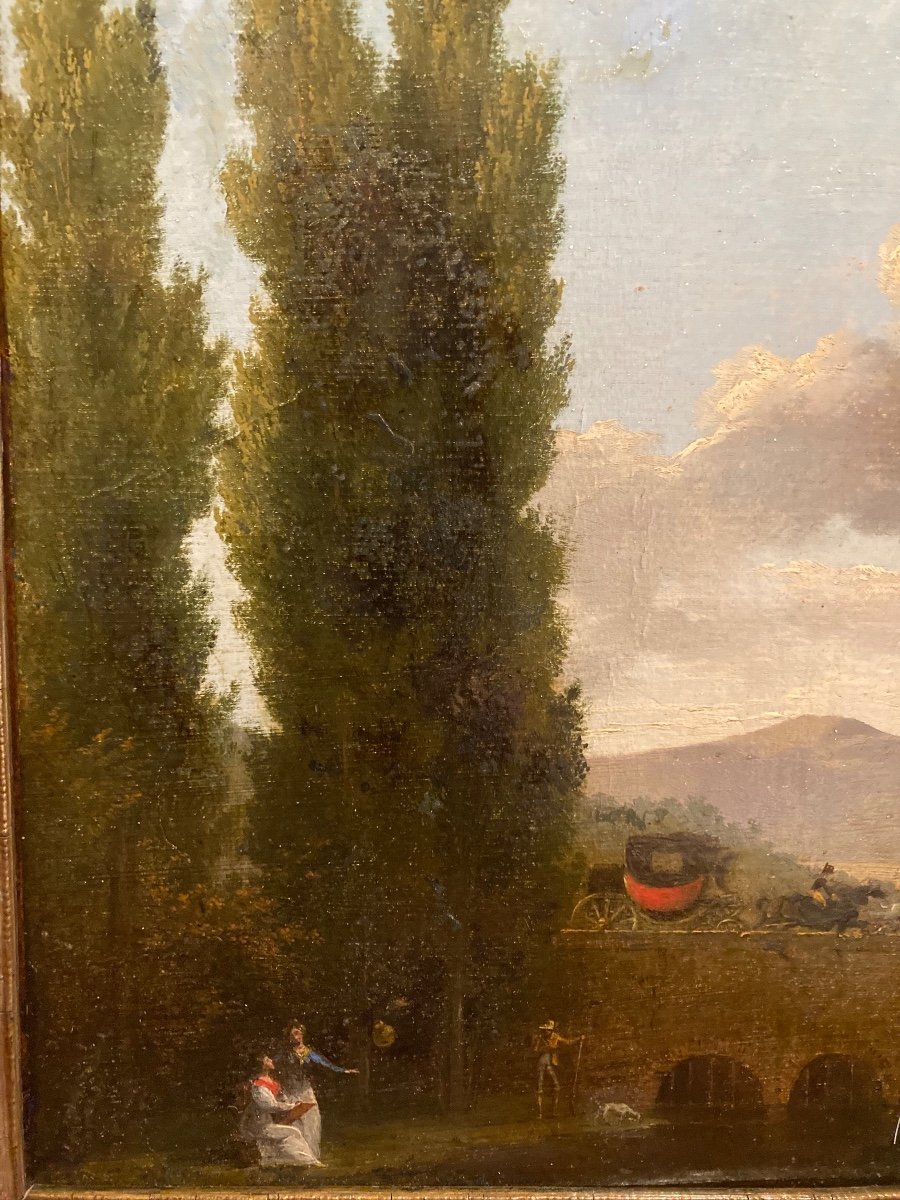 Animated Landscape. Oil On Paper From The Early 19th Century.-photo-3