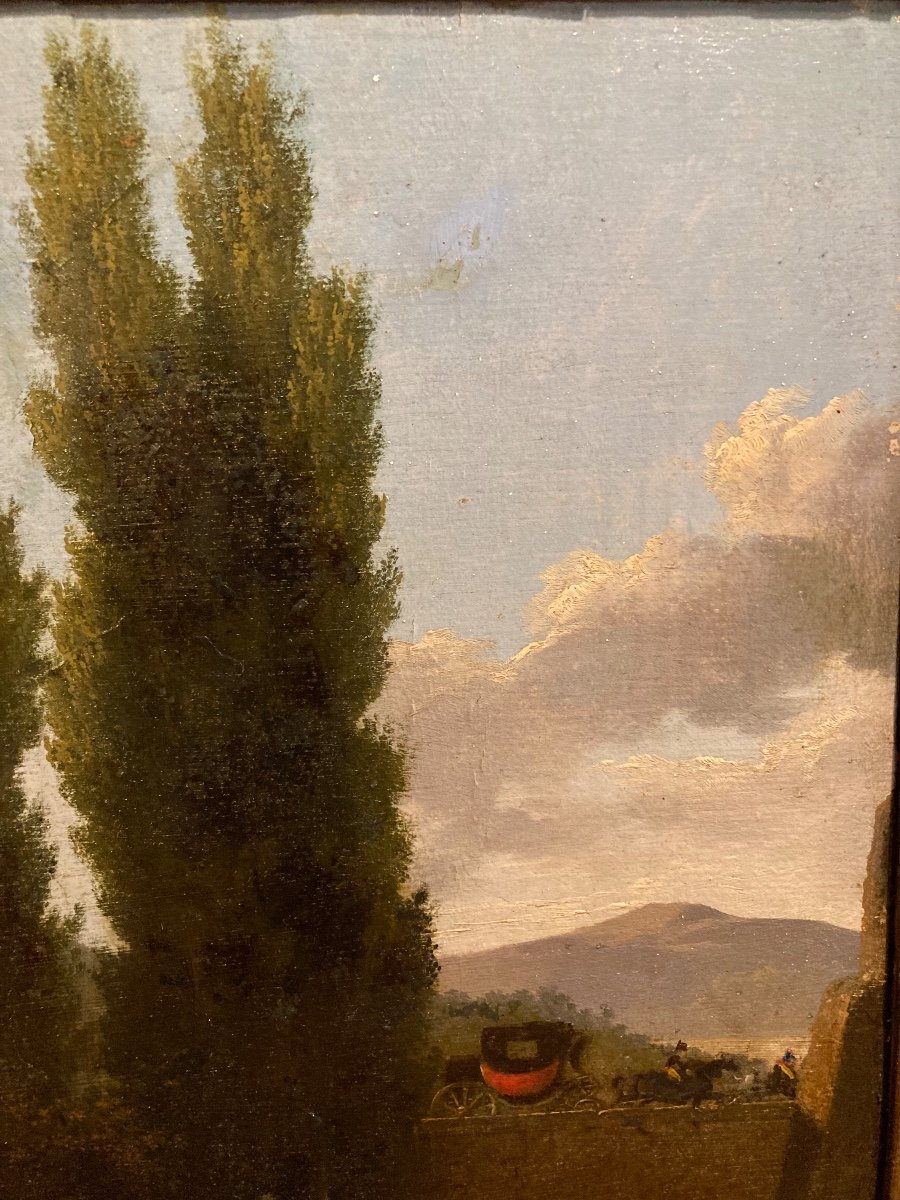 Animated Landscape. Oil On Paper From The Early 19th Century.-photo-4