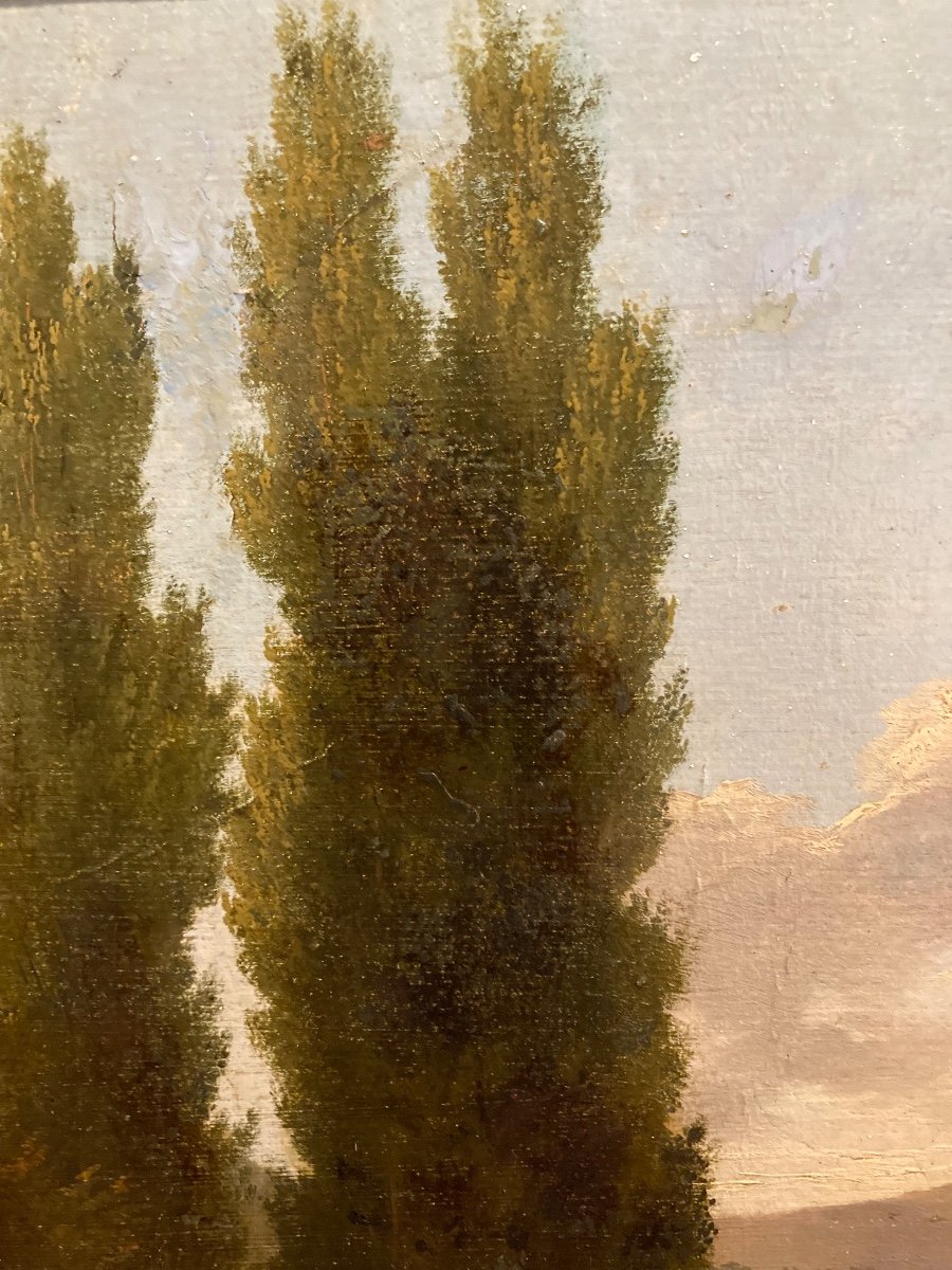 Animated Landscape. Oil On Paper From The Early 19th Century.-photo-5