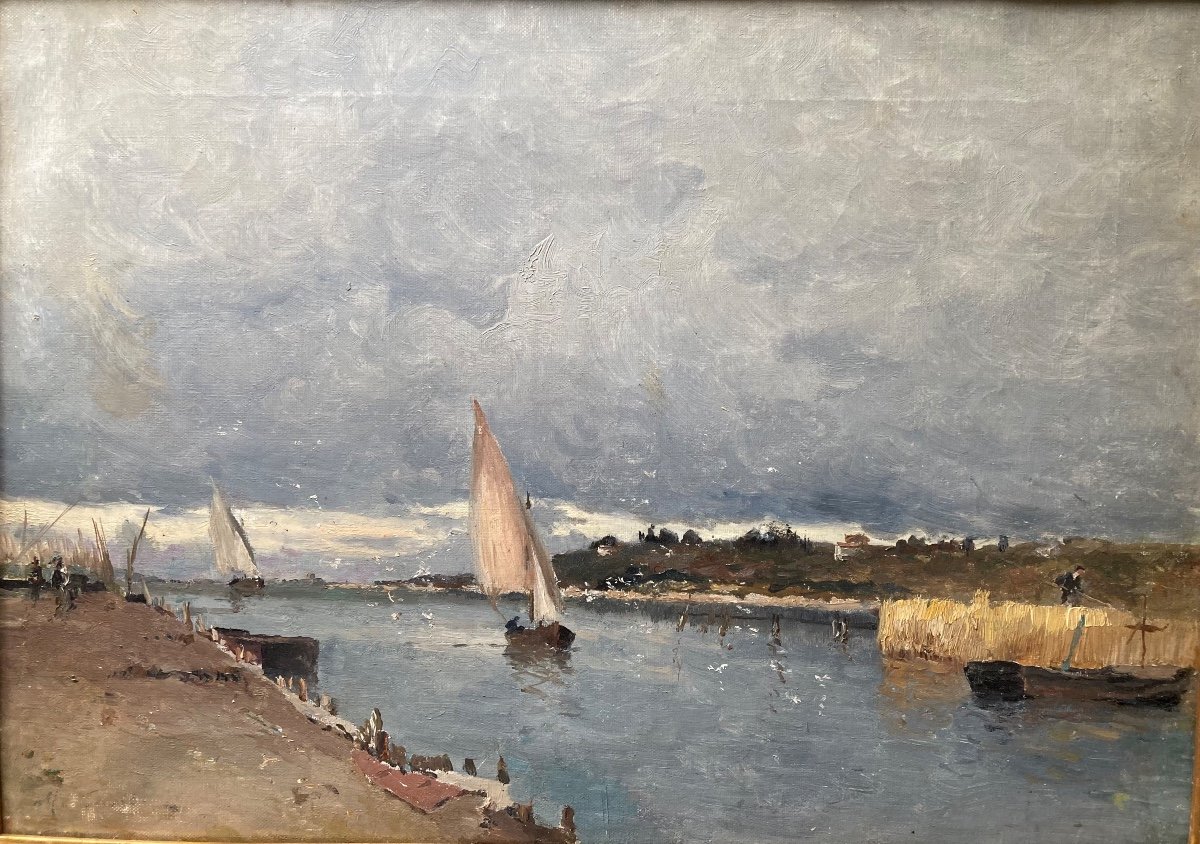 Les Mouettes Suivant Le Bateau Revenant De Pêche. Impressionniste De Alfred Casile.