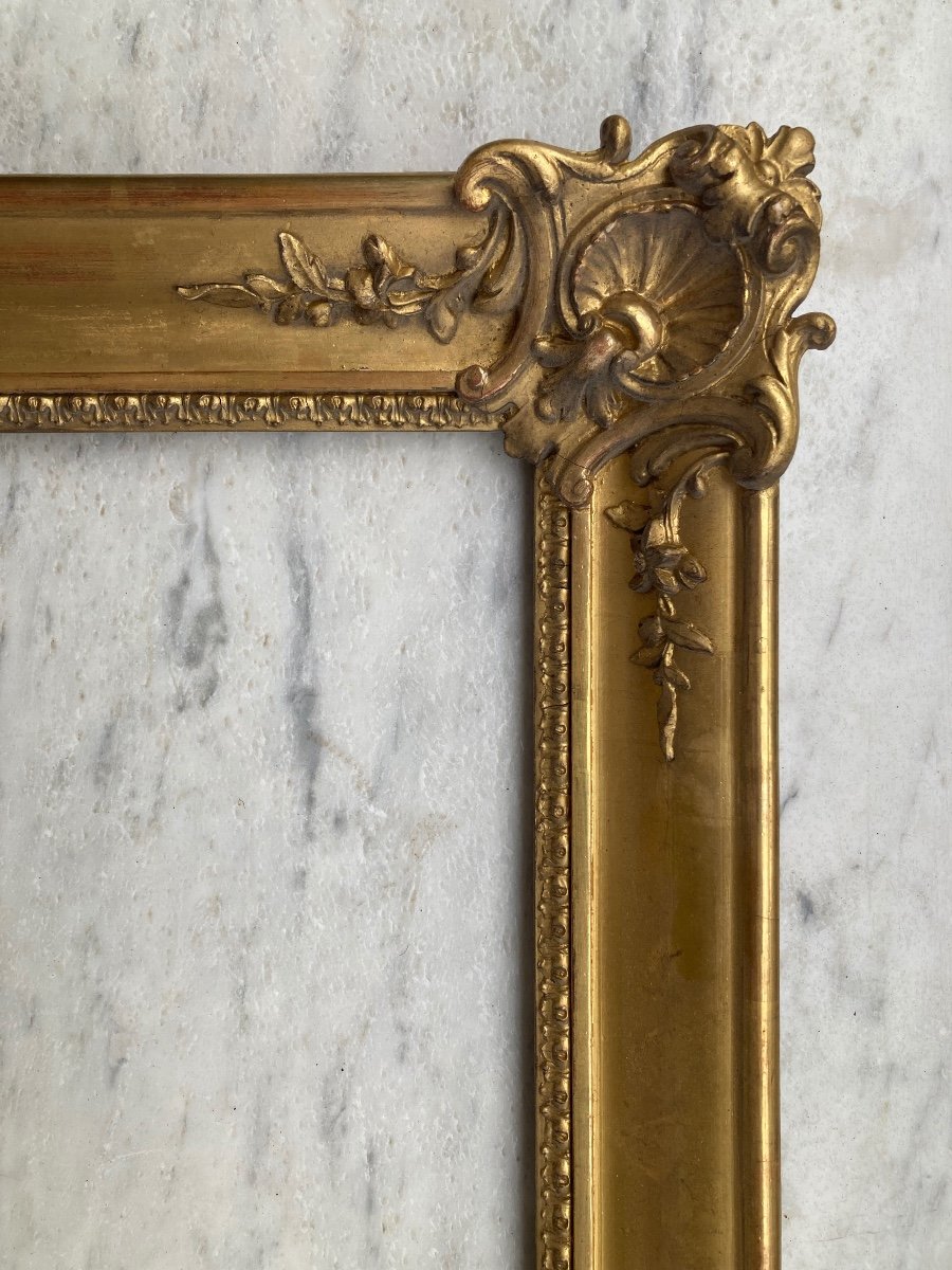 19th Century Frame In Wood And Golden Stucco. Perfect Condition.-photo-2