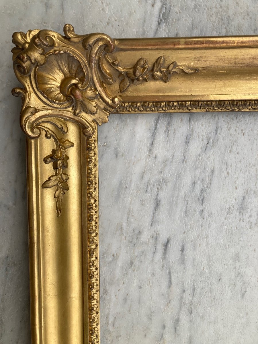 19th Century Frame In Wood And Golden Stucco. Perfect Condition.-photo-1