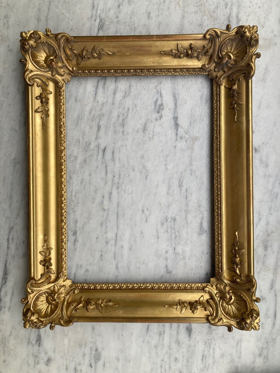19th Century Frame In Wood And Golden Stucco. Perfect Condition.-photo-4