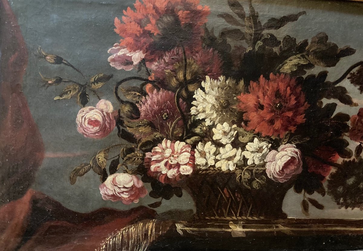 Grande Composition Florale Sur Un Entablement. école Française Du Début Du XVIIIe.-photo-4