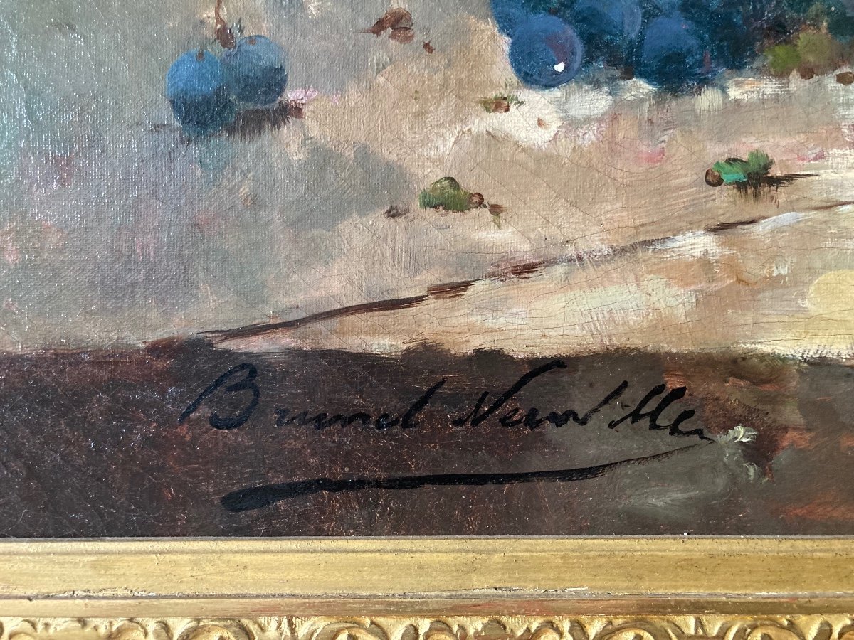 Large Still Life With Fruits. Signed Arthur Brunel De Neuville. (1852-1941).-photo-3