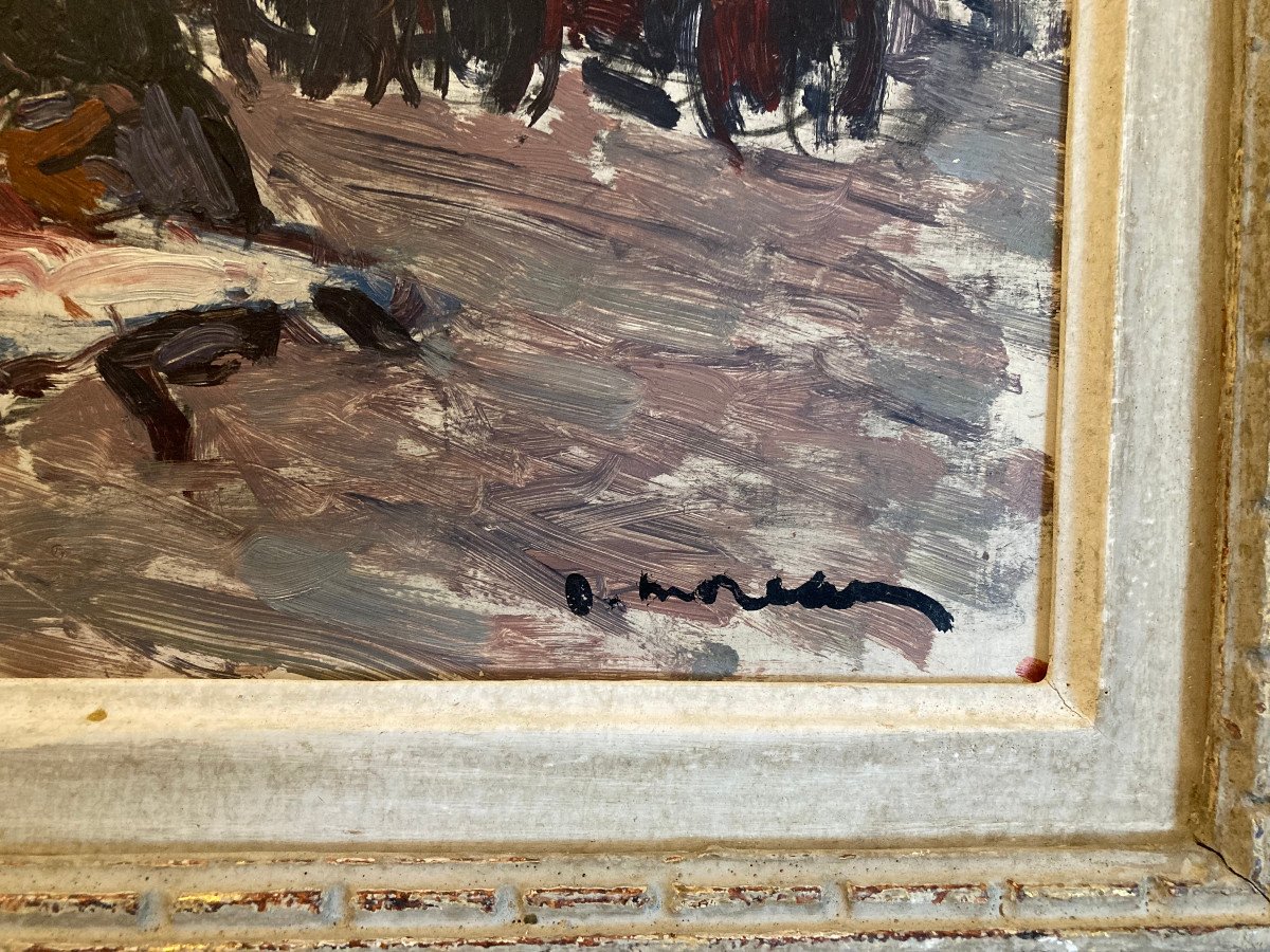Scène Animée Devant Une église En Bretagne. Signature à Identifier. -photo-4