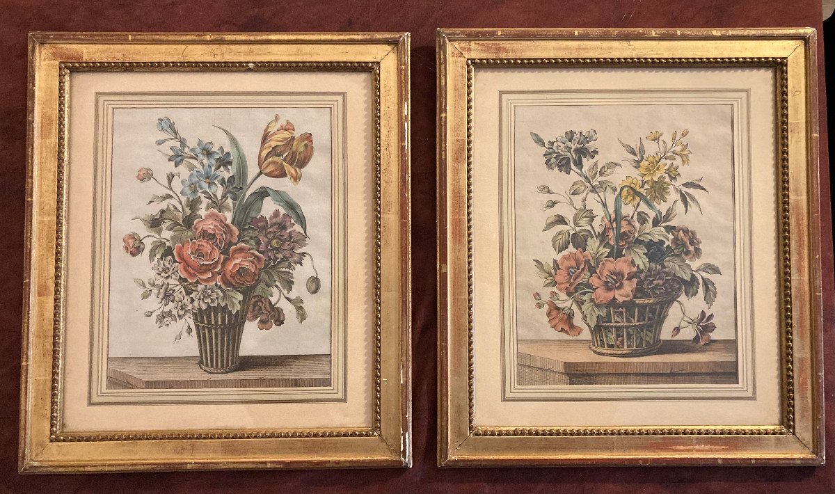 Paire De Cadres En Bois Et Stuc Doré XIXème Siècle De Style Louis XVI. 
