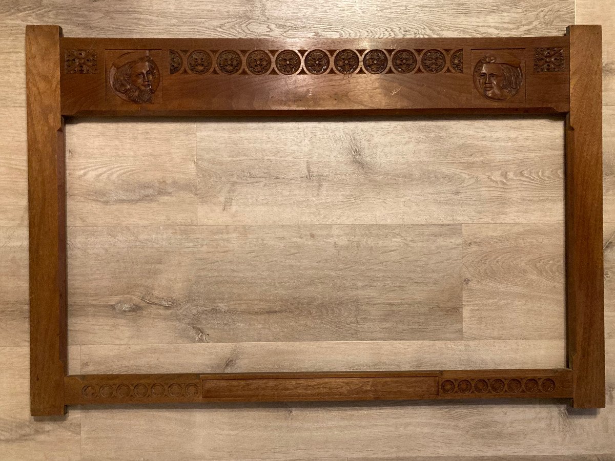Rare Renaissance Style Carved Solid Walnut Frame. Circa 1880.