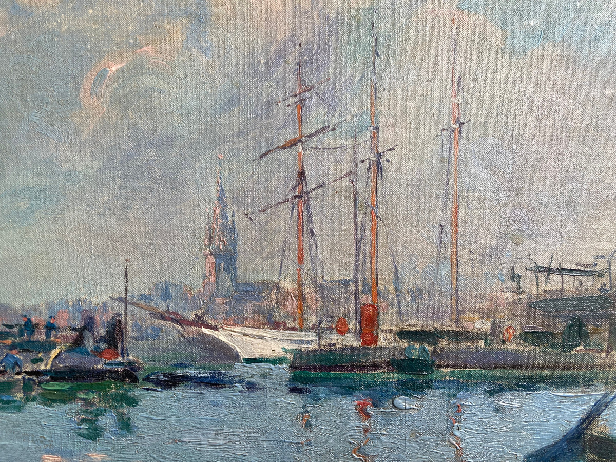 Tableau impressionniste vers 1890. Saint Malo. signé Bastien de Beaupré.-photo-6
