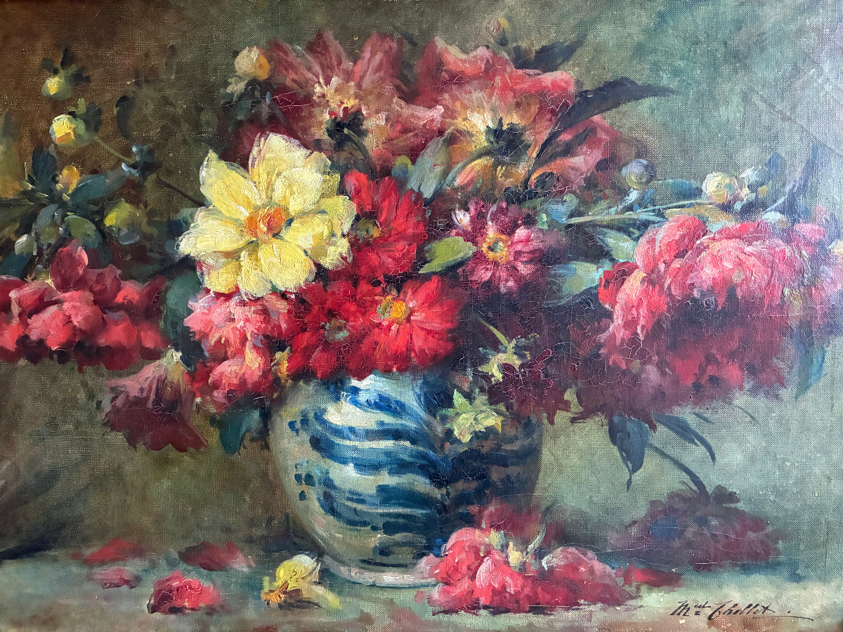 Dahlias. Marcel De Chollet. (1855-1924).-photo-7