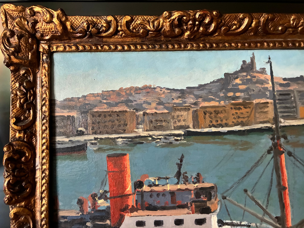 Marseille. Oil On Canvas. M. Blanchet. 56. -photo-3