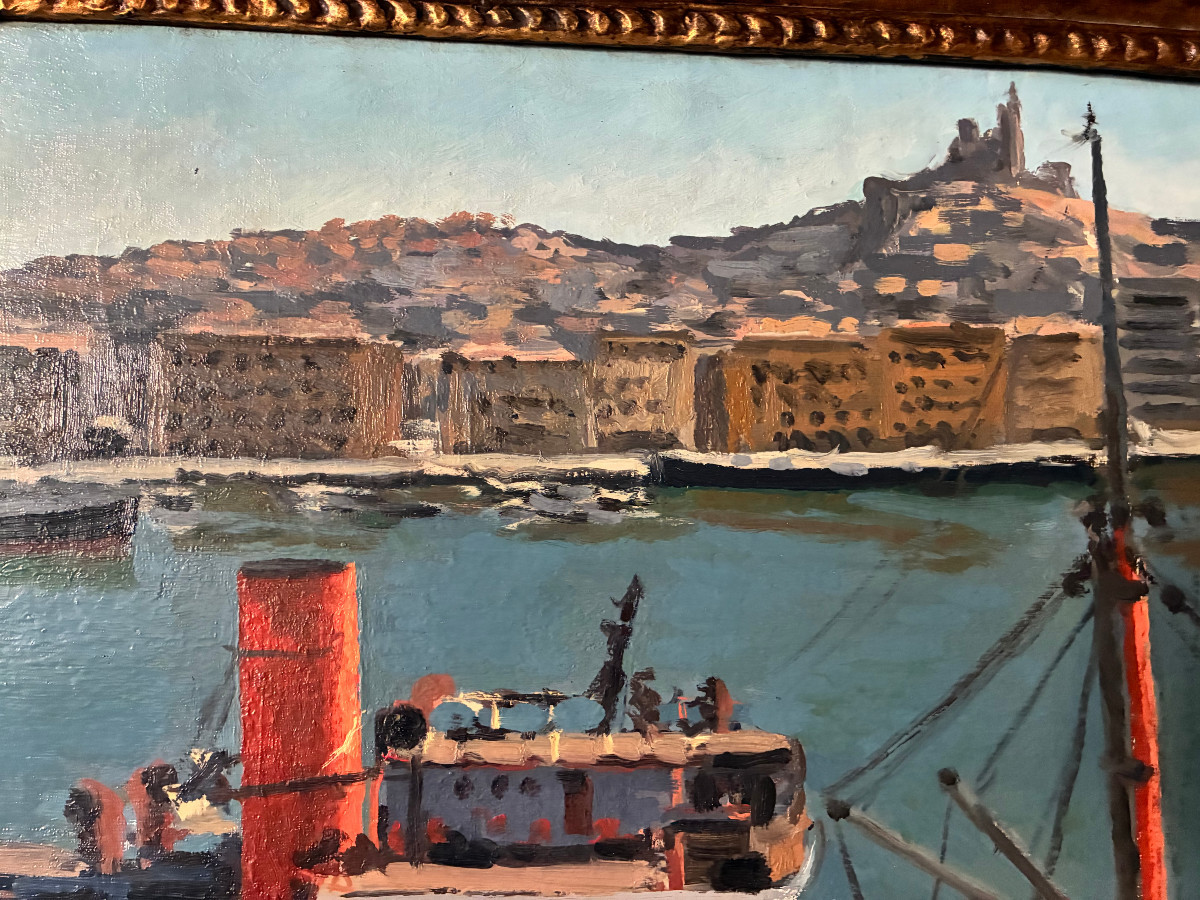 Marseille. Oil On Canvas. M. Blanchet. 56. -photo-2