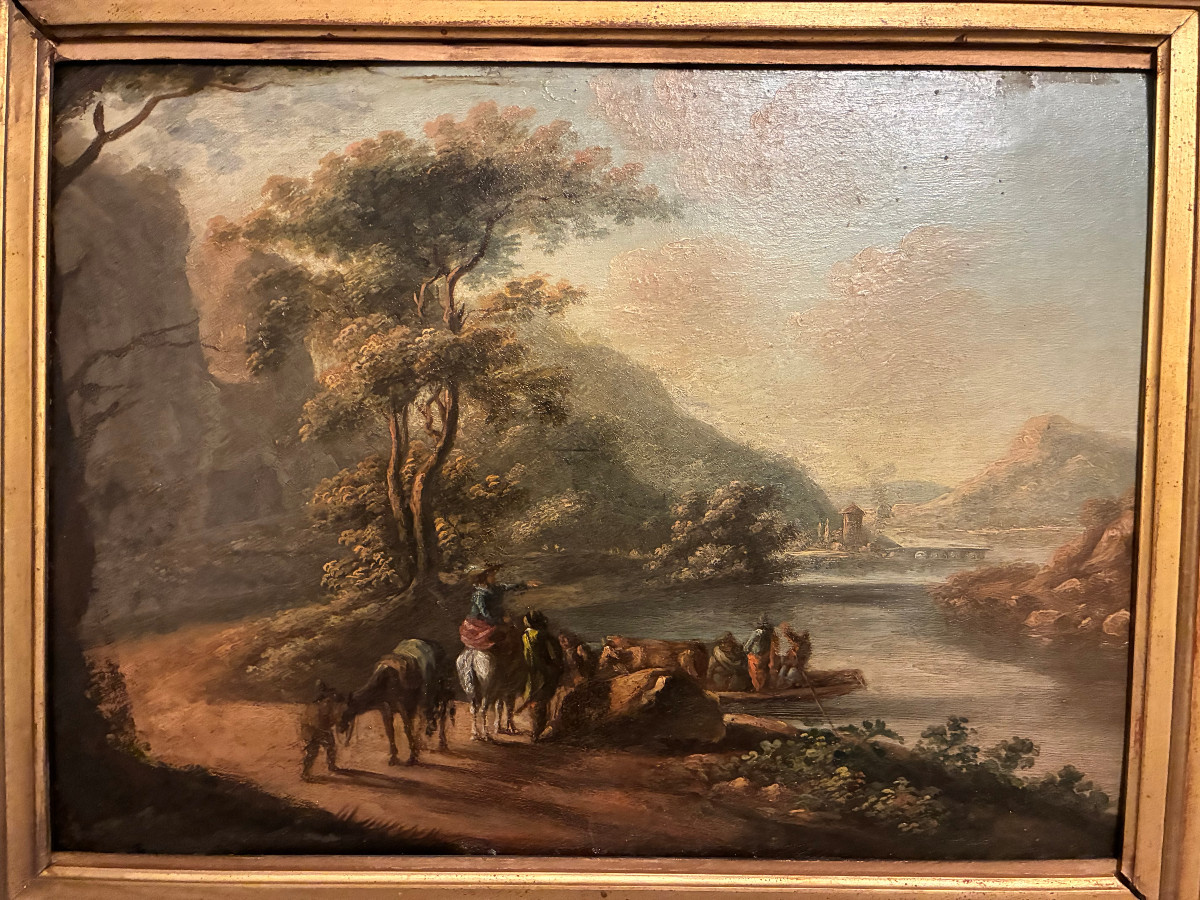 The Crossing. Oil On Metal, 19th Century. Follower Of Jan Both.-photo-2