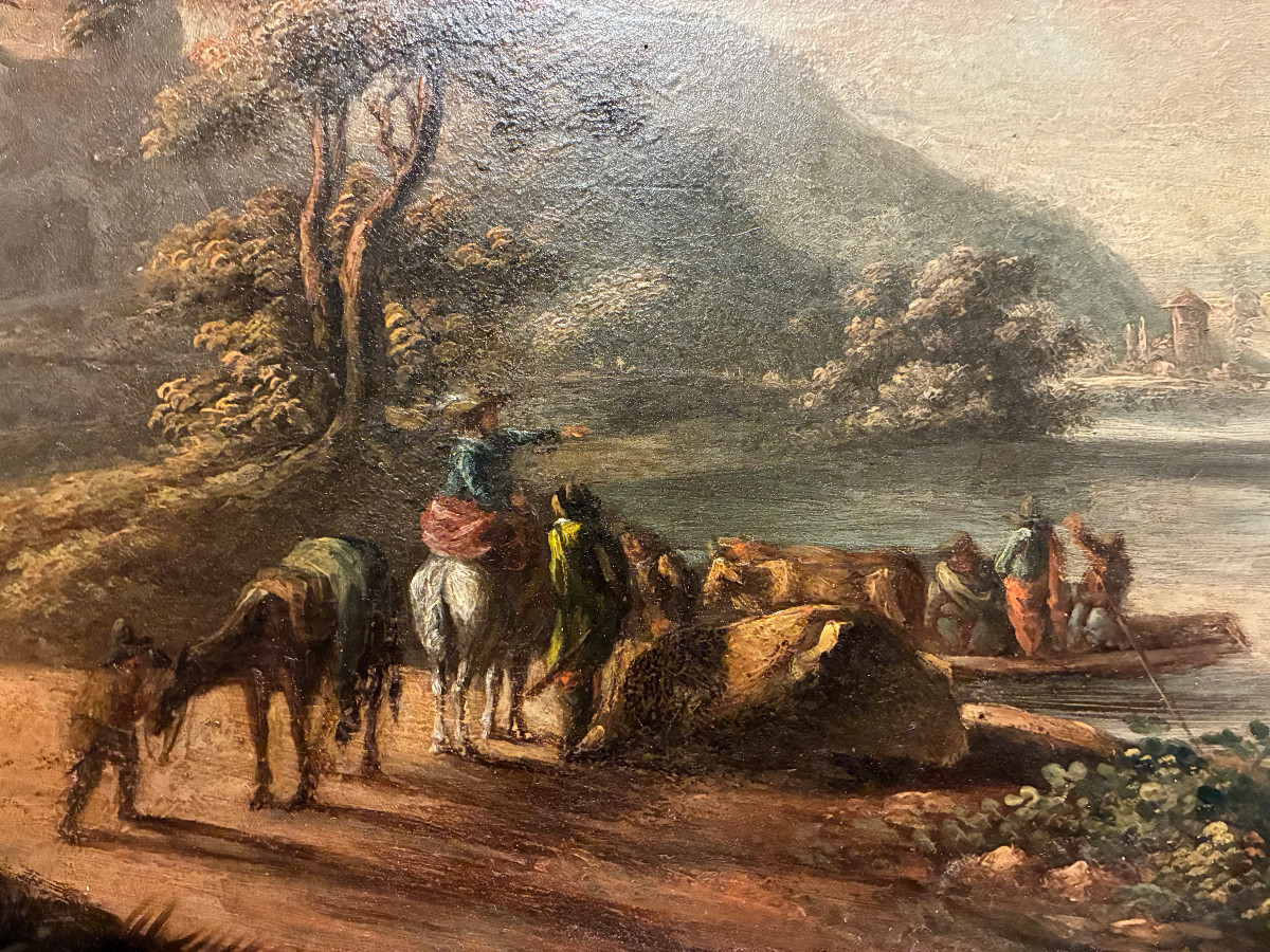 The Crossing. Oil On Metal, 19th Century. Follower Of Jan Both.-photo-4